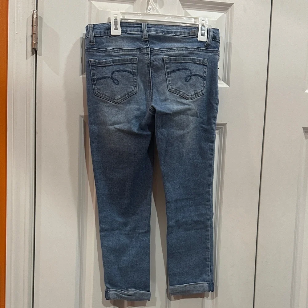 Justice Kids Blue Jeans with White Lace Pockets